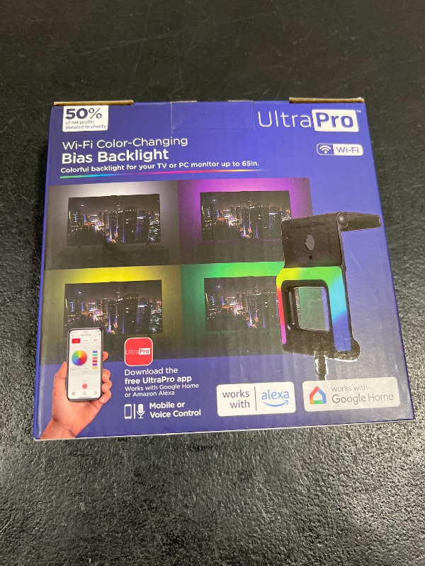 Photo 1 of UltraPro Smart Wi-Fi LED Multicolor Backlight, Built in LED Strip Lights, Improves Image, App Controlled, for TV Monitors 19 to 65 in, USB Powered, Compatible with Alexa, Google Home, 58666