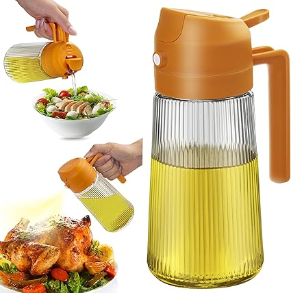 Photo 1 of 16oz Ribbed Oil Dispenser Oil Sprayer for Kitchen Cooking, 2 in 1 Olive Oil Dispenser Bottle Spray and Pour Glass Oil Spritzer Pourer Refillable