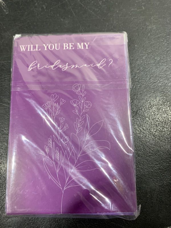 Photo 2 of Eaezerav Bridal Shower Games Will You Be My Bridesmaid Cards with Envelopes, 16 Pcs Bride to Be Cards for Wedding Party Proposal (Purple)