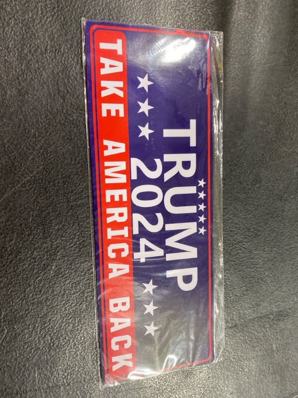 Photo 2 of Shmbada Trump 2024 Take America Back Magnetic Bumper Sticker for Cars - Support Trump Vehicle Magnet Sign Decal, Blue 10 x 3.5 Inches (Blue)