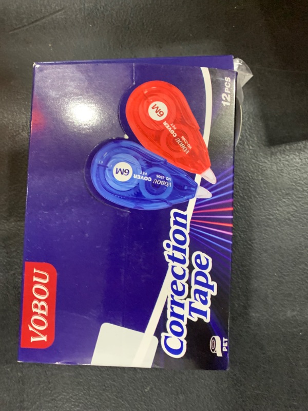 Photo 2 of Vobou Whiteout Correction Tape, Easy To Use Applicator for Instant Corrections Correct Wrong Writing At Any Time, For school, Office (Red and Blue, 12pack, 6M/256" x 0.2")