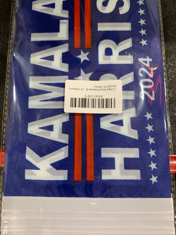 Photo 1 of 12 Pack Small Kamala Harris 2024 Flag Handheld Mini Harris Stick Flags for Election Day Garden Lawn Yard Home Decor 5x8 Inch