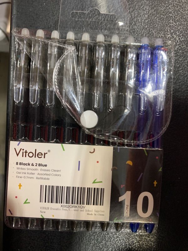 Photo 2 of Vitoler Pens,Erasable Pens Black & Blue Gel Pens,0.7mm Fine Point Writing Pens,Black and Blue Pens for School Supplies,Retractable Gel Ink Pens for Journaling Planner Adult Kids.