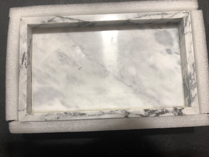 Photo 2 of 10"x6" Moreast Real Natural Marble Vanity Tray, Genuine Marble Storage Tray for Home Decor, Large Stone Tray for Bathroom/Kitchen/Vanity/Dresser, Non-Resin/Non-Ceramic, 10 x 6 inch