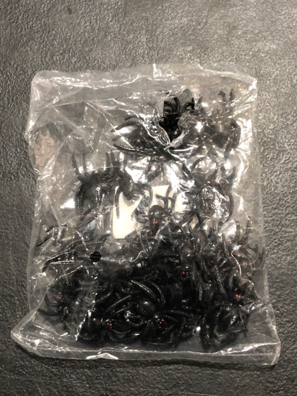 Photo 1 of Cytokio Plastic Spiders, Fake Spiders, Halloween Spiders, 30 Pieces Black Realistic Spider with Red Eye, Spider Decorations for Halloween Party, Spider Web Decor Prank Prop Game