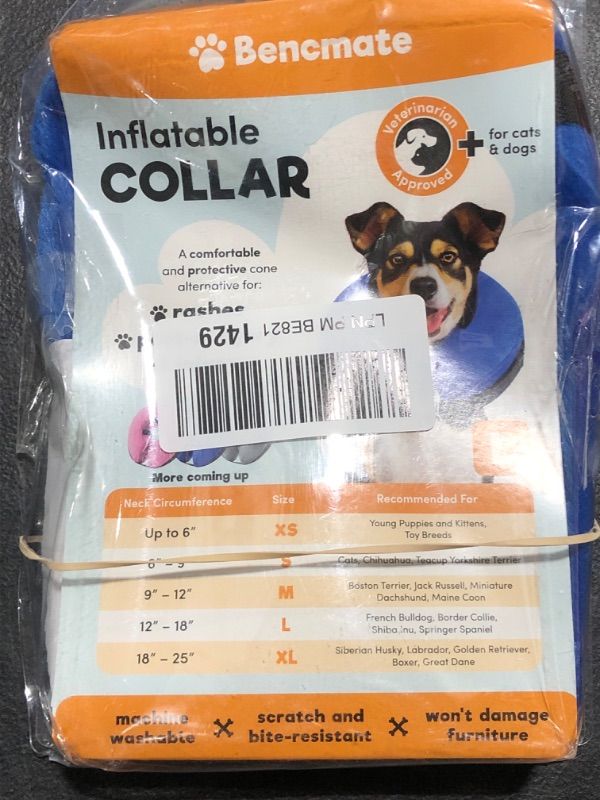 Photo 2 of BENCMATE Protective Inflatable Collar for Dogs and Cats - Soft Pet Recovery Collar Does Not Block Vision E-Collar