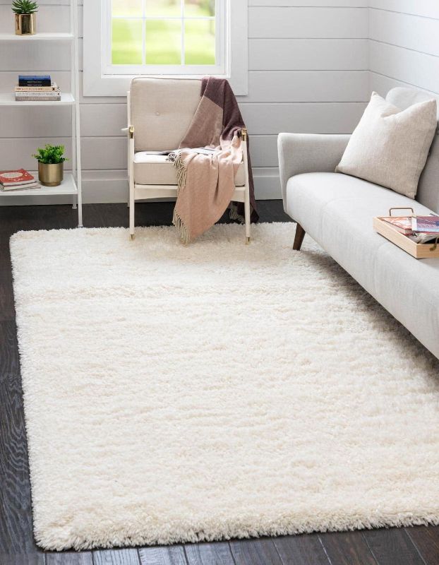 Photo 1 of Beige Solid Shag Area Rug Pearl Shag Rug Perfect for Living Rooms, Large Dining Rooms, Open Floorplans 