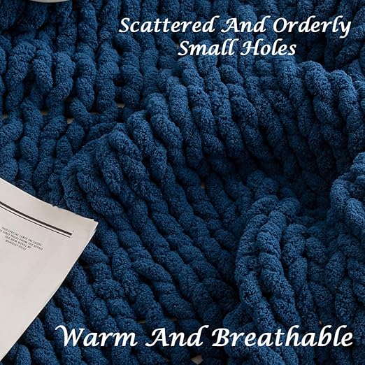 Photo 1 of Ultra Soft Cozy Chunky Knit Blanket Handmade Chenille Yarn Solid Color Throw Blanket Warm Cable Knit Crochet Camping Blanket