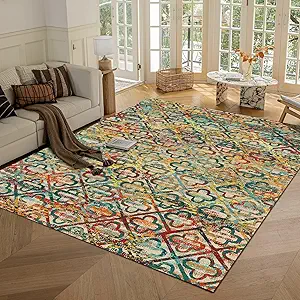 Photo 1 of Limited-time deal: RUGSURE Washable Area Rugs, 8' x 10' - 1/6 Thick - Stain & Water Resistant Non-Slip - Perfect Resistant Rug for Living Room, Bedroom, Nursery, Pet & Child Friendly, Vibrant Colors Rugs, Multicolor