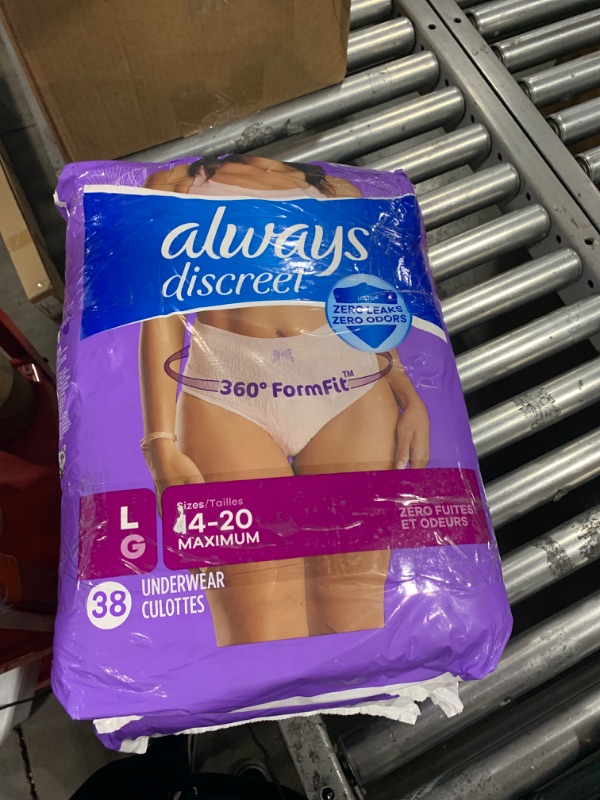 Photo 1 of ALWAYS DISCREET 76 COUNT / SIZE 6ARGE 14-20