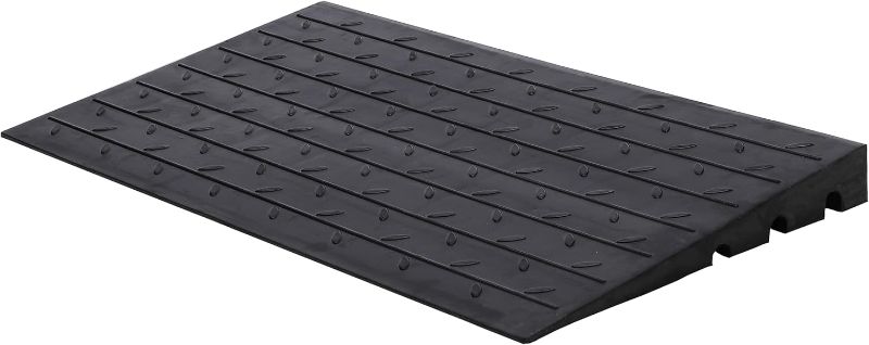 Photo 1 of Towallmark Rubber Threshold Ramp Doorway, 4’’ Rise Wheelchair Threshold Ramp, 2500LBS Capacity No-Slip Driveway Curb Ramps for Wheelchair Mobility Scooter Power Chairs with 3 Channels Cord Cover
