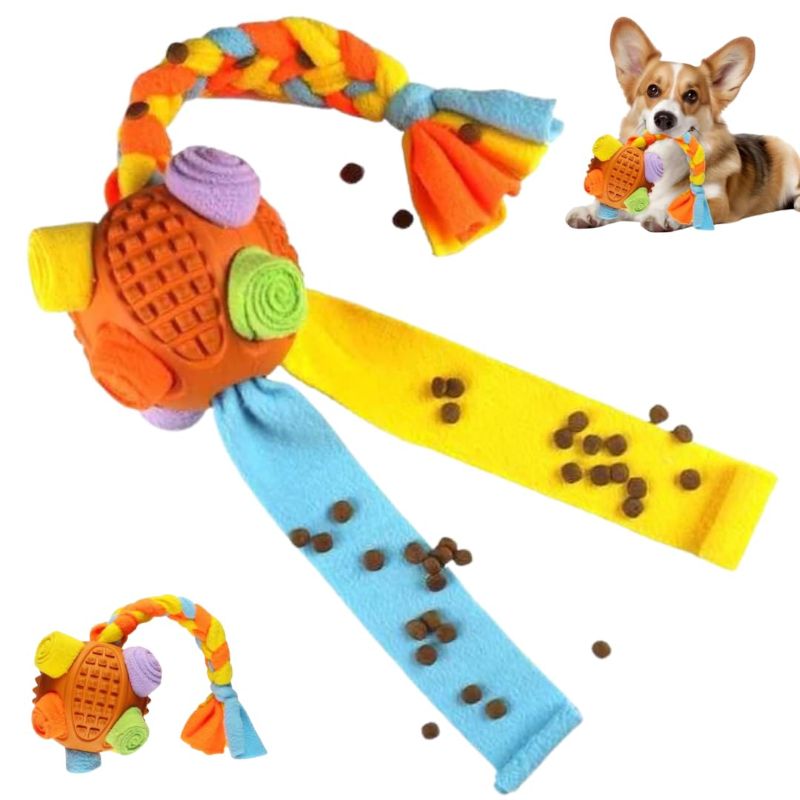 Photo 2 of ALLTHINGVB Interactive DogToys Hidden Food Puzzle Ball Encourage Natural Foraging Skills,Slow Food Training to Relieve Boredom and Stimulating.(Orange)