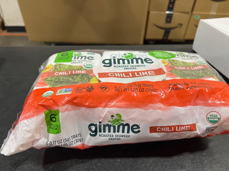 Photo 2 of Gimme Seaweed - Chili Lime - 6 Count - Organic Roasted Seaweed Sheets - Keto, Vegan, Gluten Free - Great Source of Iodine & Omega 3’s - Healthy On-The-Go Snack for Kids & Adults  bb 11-05-2024