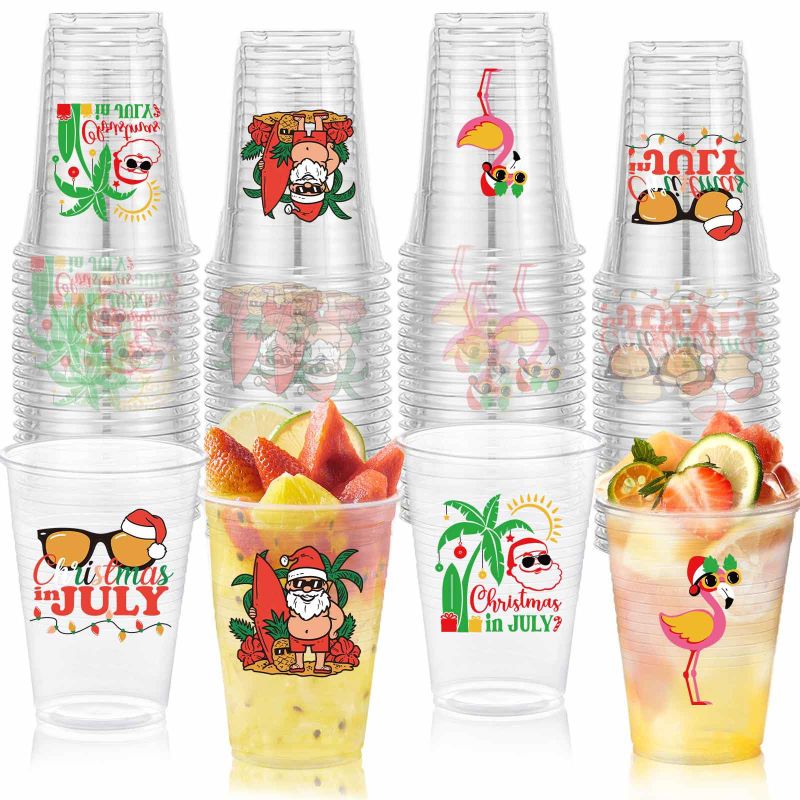 Photo 2 of 40 Pcs Christmas in July Party Cups Christmas in July Plastic Cups 12 OZ Christmas in July Disposable Clear Cups for Christmas in July Party Supplies