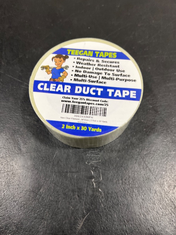 Photo 2 of Gaffer Power Clear Filament Duct Tape | Heavy Duty Waterproof Strapping Tape for Repairs | Sealing, Shipping, Packing | Residential, Commercial and Industrial Uses | 2 Inch x 30 Yards