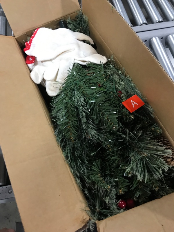 View 2 of Amaoasis 3ft Pre-Lit Artificial Christmas Tree with 70 LED Lights Mini Xmas Trees, Cement Burlap Base Basin, for Home Tabletop, Green