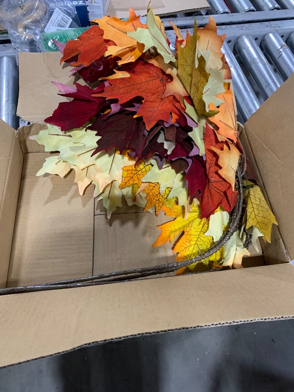 Photo 1 of Briful 37'' Fall Decor Artificial Maple Leaf Branches,Large Fake Maple Leaves Shrubs,Autumn Velvet Faux Maple Leaves Spray for Home Thanksgiving Table Centrepieces Halloween Decor,Mixed Color