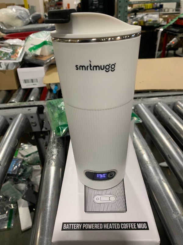 Photo 2 of SmrtMugg GO Heated Coffee Mug, Travel Mug, 13.5 OZ. Smart Mug, Battery Powered Heated Coffee Mug, Great for Coffee and Tea, Snap on Magnetic Charging Cord, New and Improved (White)