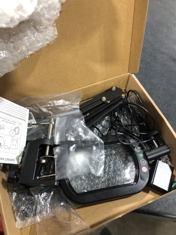 Photo 1 of Veemagni 10X Rectangle Magnifying Glass with Light and Stand, 5 Color Modes Stepless Dimmable, 2-in-1 LED Lighted Desk Lamp & Clamp, Hands Free Magnifier for Reading Crafts Repair Painting Close Work