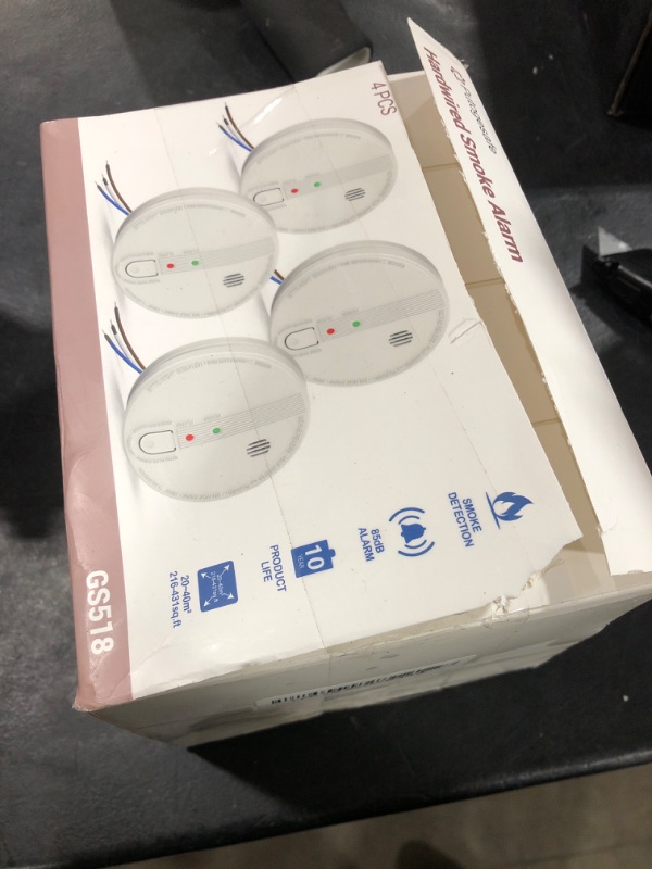 Photo 1 of Detector, Hardwired Interconnected Smoke Detectors, Smoke Alarm with Replaceable 9V Battery, Interconnects Up to 12 Fire Alarms Smoke Detectors, Photoelectric Fire Alarm with Test/Silence Button