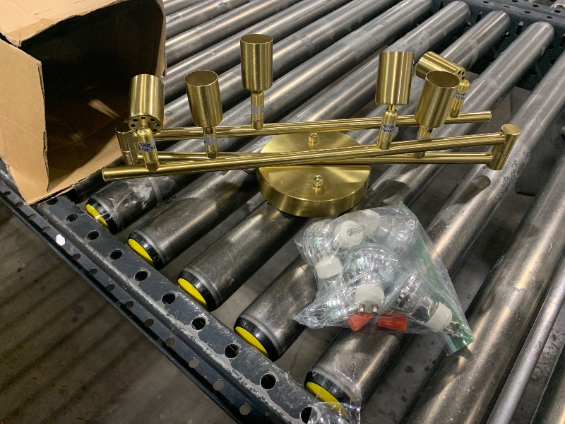 Photo 1 of JQiRe 6-Light LED Track Lighting Kit,Golden Finish 6 Way Ceiling Spotlight,Rotatable Light Heads,Modern Foldable Track Light Fixtures,Included 6 x LED GU10 Bulb (4W, Daylight White 5000K,400LM)