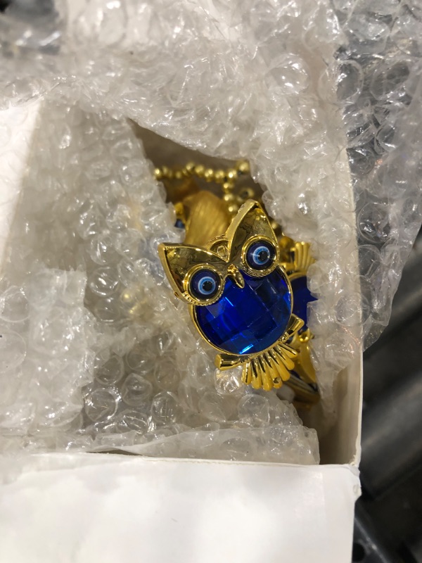 Photo 1 of Blue Evil Eye Lucky Tree Adjustable Branches Golden Enamel Owl Statue for Home Office Decoration Protection Feng Shui Ornament