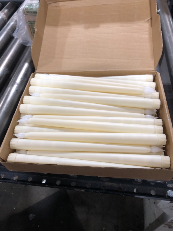 Photo 2 of 36 Pieces Flameless Taper Candles 11 Inch Flickering Candle Lights Faux LED Candles Battery Operated Candles Electric Fake Candles for Christmas Halloween Birthday Wedding Party Supplies (Ivory)