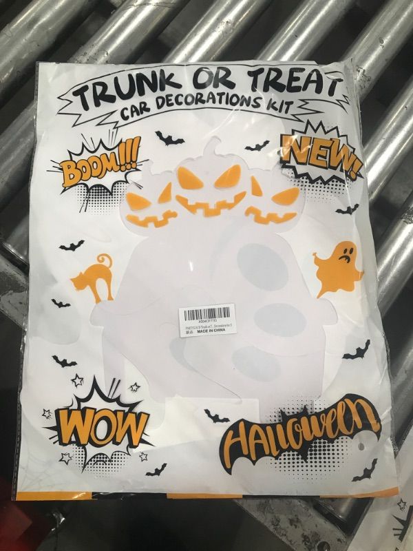 Photo 2 of PARTYLOUD Trunk or Treat Car Decorations Kit, Halloween Tombstone Theme Spider Web Trunk or Treat Kit Car Decorations for SUV, Outdoor Halloween Garage Door Decorations - Contains Spider Web