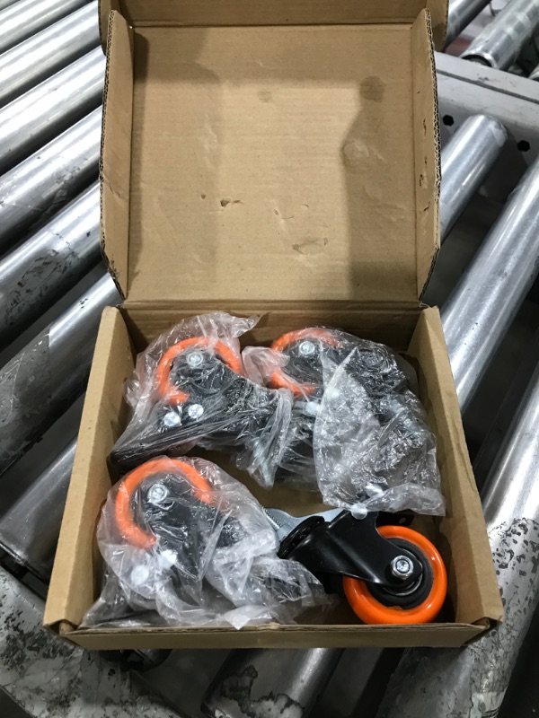 Photo 2 of 2 Inch Caster Wheels, Threaded Stem Casters Set of 4 Heavy Duty, 1/4"-20x1" (Screw Diameter 1/4", Stem Length 1"), Safety Dual Locking Industrial Castors, Wheels for Cart, Furniture