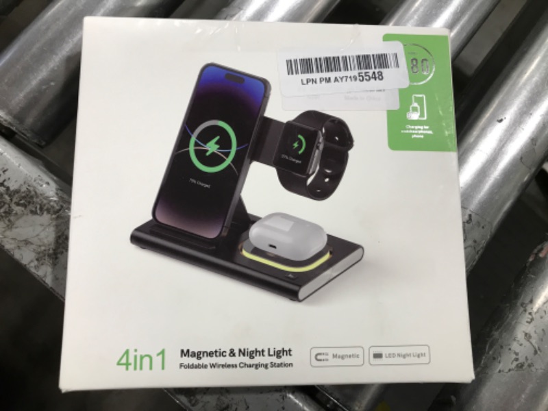 Photo 2 of 2024 KYOTTANI 3 in 1 wireless charging station for iphone, airpods, apple watch A80 Black