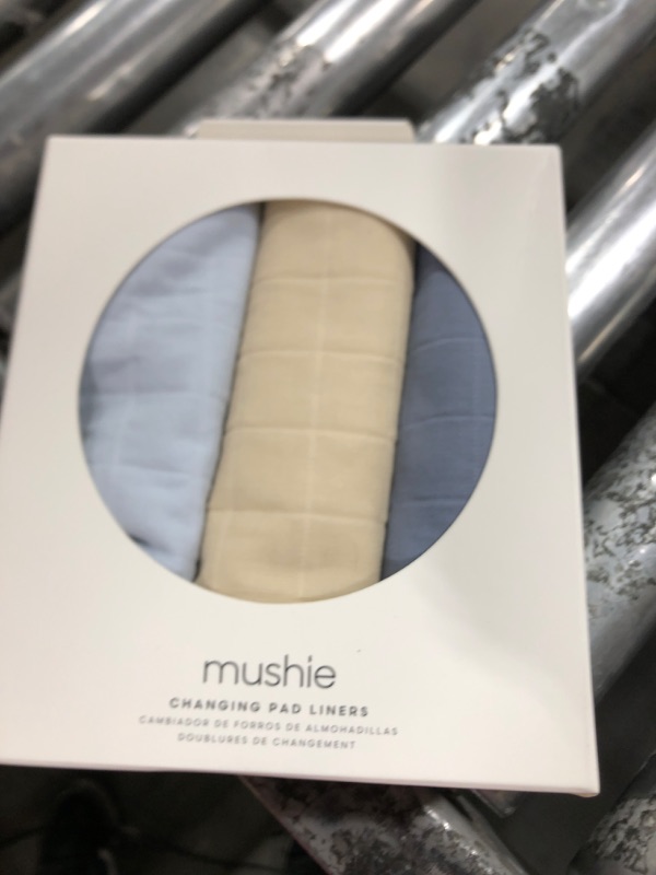 Photo 2 of mushie Waterproof Changing Pad Liners | 100% Organic Cotton | Set of 3 (Blue Combo)