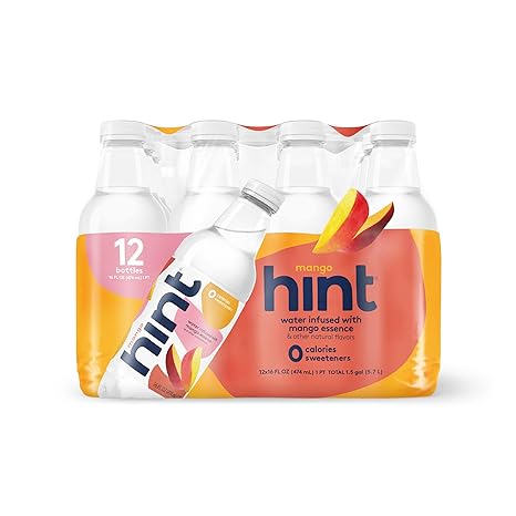 Photo 1 of Hint Water Mango, Pure Water Infused with Mango, Zero Sugar, Zero Calories, Zero Sweeteners, Zero Preservatives, Zero Artificial Flavors, 16 Fl Oz (Pack of 12)
