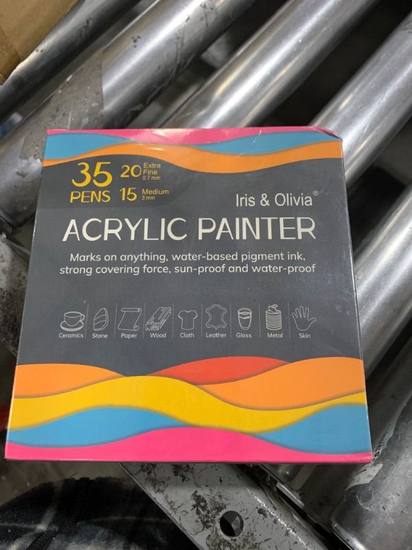 Photo 2 of Acrylic Paint Pens, Double Premium Set of 35 Acrylic Paint Markers of Extra Fine and Medium Tip for Rock Painting, Ceramic, Plastic, Glass, Fabric Markers, and etc. Water Based, Non-Toxic