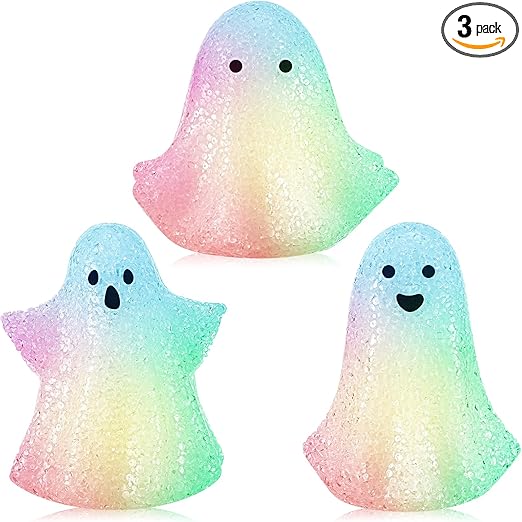 Photo 1 of Rossesay Halloween Pumpkin and Ghost Color Changing LED Lights LED Pumpkin Lamp LED Ghost Night Lights Pumpkin and Ghost Table Decorations Colorful Lights for Halloween Party Supplies (Ghost)