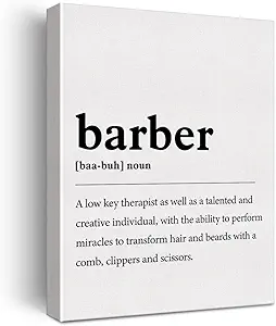 Photo 1 of Barber Definition Print Canvas Wall Art Home Office Decor Modern Barber Quote Painting Ready to Hang Artwork 12x15 Canvas Poster Framed
