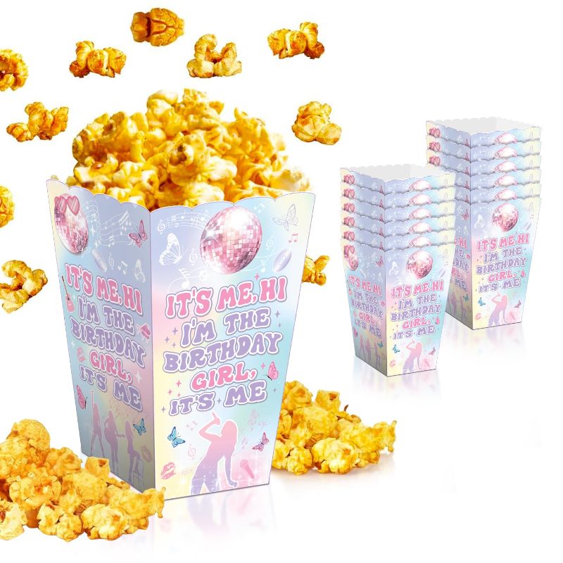 Photo 1 of 12Pcs Party Popcorn Boxes, Its Me Hi Im The Birthday Girl Its Me Popcorn Bucket Containers, Durable and Convenient Movie Night Supplies for Family Parties or Social Events