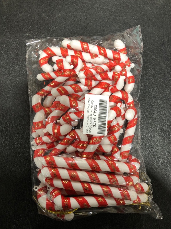 Photo 1 of 36 PCS Candy Cane Christmas Tree Decorations - Candy Cane Hanging Ornaments for Christmas Tree Decor Crafts Party Supplies