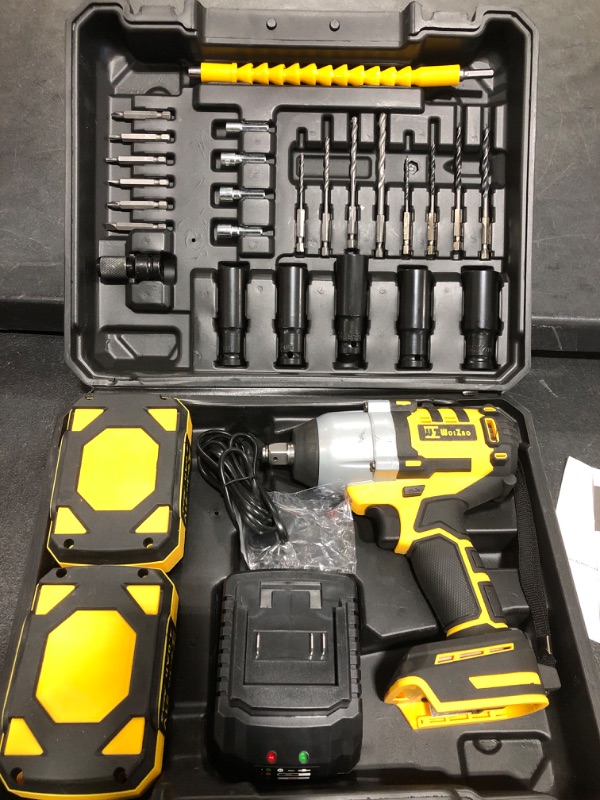 Photo 1 of 1/2 inch Cordless Impact Wrench,406Ft-lbs (550N.m) Brushless Power Impact Driver,2500RPM High Torque Impact Gun,2x 4.0 Battery, 5 Sockets,8 Drill,6 Screws for Home Car Tires Truck Mower color 5