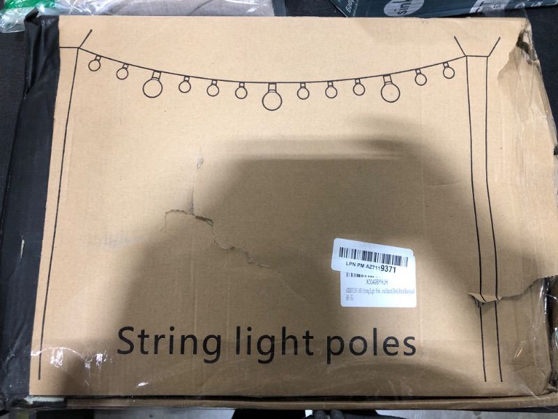 Photo 2 of 10Ft String Light Poles 4 Pack,Light Poles for Outside Lights,Outdoor with Fence Brackets Hanging Lights,Metal Stand Deck Patio Backyard