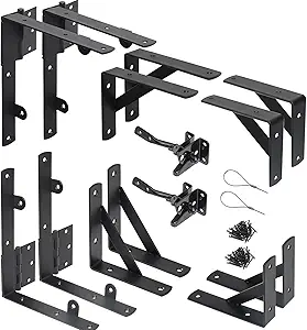 Photo 1 of 2 Sets Anti Sag Gate Kit Heavy Duty No Sag Kit Gate Corner Brace Bracket for Wooden Fence Gate with Self-Locking Gate Latch
