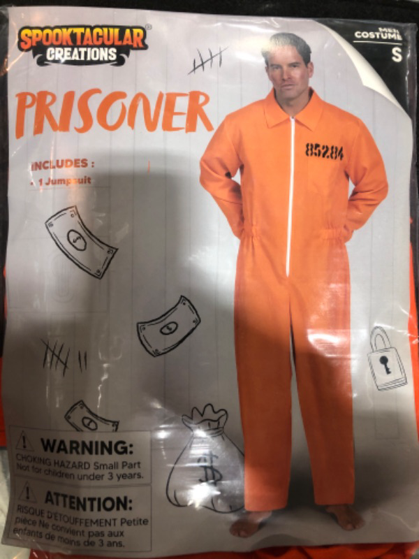 Photo 1 of Spooktacular Creations Orange Jumpsuit, Men Prisoner Costume for Halloween Costume Adult