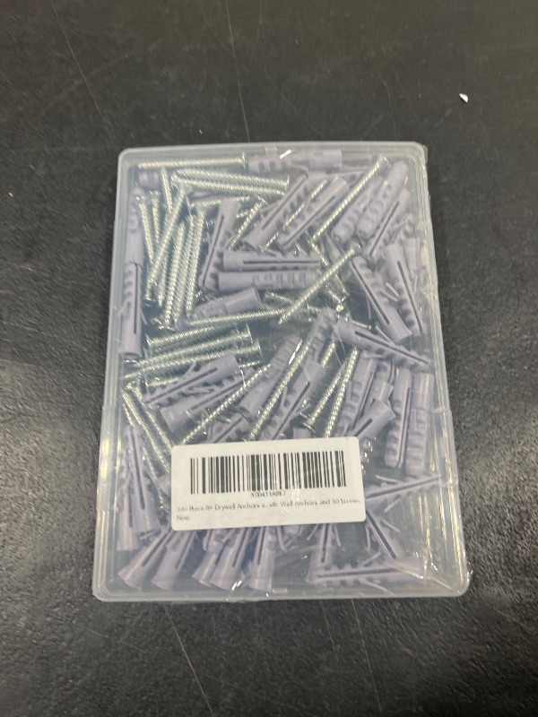 Photo 1 of 100-Piece 8# Drywall Anchors and Screws Set - Screws and Anchors for Drywall - Includes 50 Plastic Wall Anchors and 50 Screws for Simple Setup