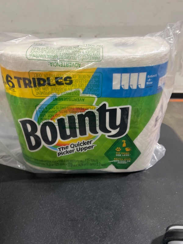 Photo 2 of Bounty Select-A-Size Paper Towels, White, 2 Triple Rolls = 6 Regular Rolls (Pack of 1)