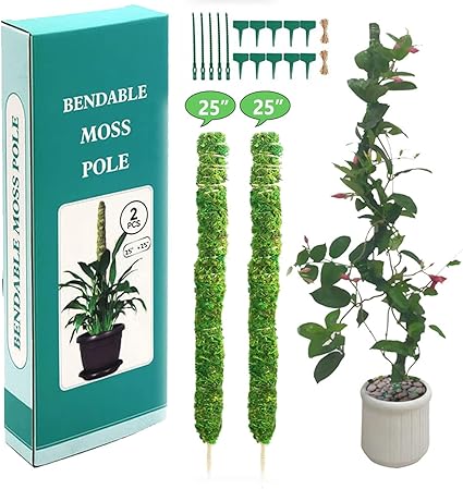 Photo 1 of  Moss Pole, Monstera Bendable Plant Stakes, Bracket DIY Modeling and Potting Support Plant Pole Suitable for Big and Medium Climbing Plants Indoor (25"+25")