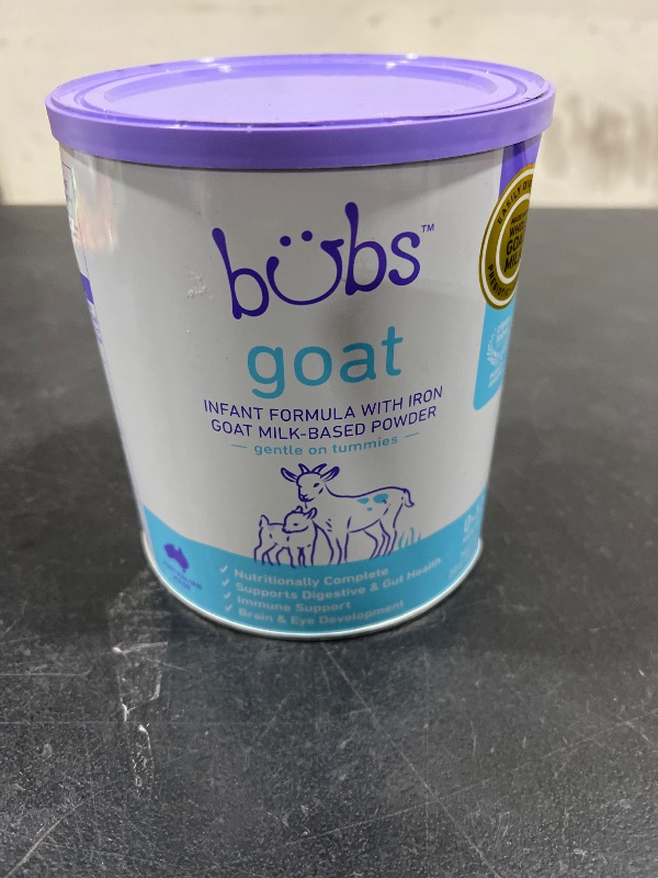 Photo 3 of  bb 07-11-2026   Bubs Whole Goat Milk Formula with Iron, Goat Milk-Based Powder, for Infants 0-12 Months, Made with Non-GMO Goat Milk, 20 oz