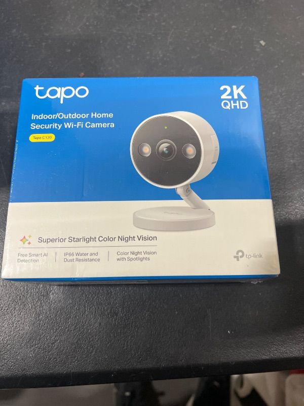 Photo 2 of Tapo TP-Link 2K QHD Security Camera, Indoor/Outdoor, ???? ????? ??????'? ??????, Color Night Vision, Free Person/Pet/Vehicle Detection, Invisible IR Mode, SD Storage, C120