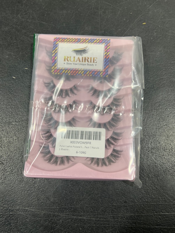 Photo 2 of False Lashes Natural Look Fake Eyelashes Wispy Cat Eye Lashes Clear Band False Eyelashes 16MM Faux Mink Lashes Pack 7 Pairs by Ruairie