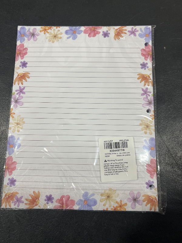 Photo 2 of Koogel 100 Sheets 3-Hole Letter Writing Paper, 8.5" x 11" Wide Ruled Refill Paper 100gsm Stationery Loose Leaf Paper for Women Girl Work Home School