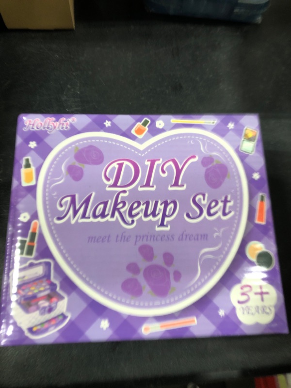 Photo 2 of Hollyhi 58 Pcs Kids Makeup Kit for Girl, Princess Toys Real Washable Cosmetic Set with Mirror, Kids Makeup Sets for Girls, Play Make Up Birthday Gifts for 3 4 5 6 7 8 9 10 11 12 Years Old Kid(Purple)