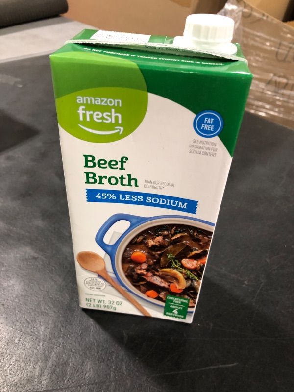Photo 1 of Amazon Fresh, Beef Broth, Carton, 32 Oz